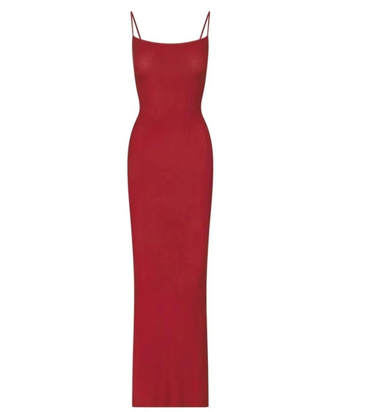 Women's Bateau Neck Spaghetti Straps High Waist Slim Hip Wrap Maxi Dress Party Prom Evening Dress