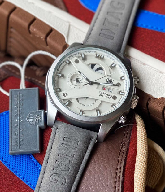 heuer Cr7 New Leather Grey Belt Grey Dial – watch