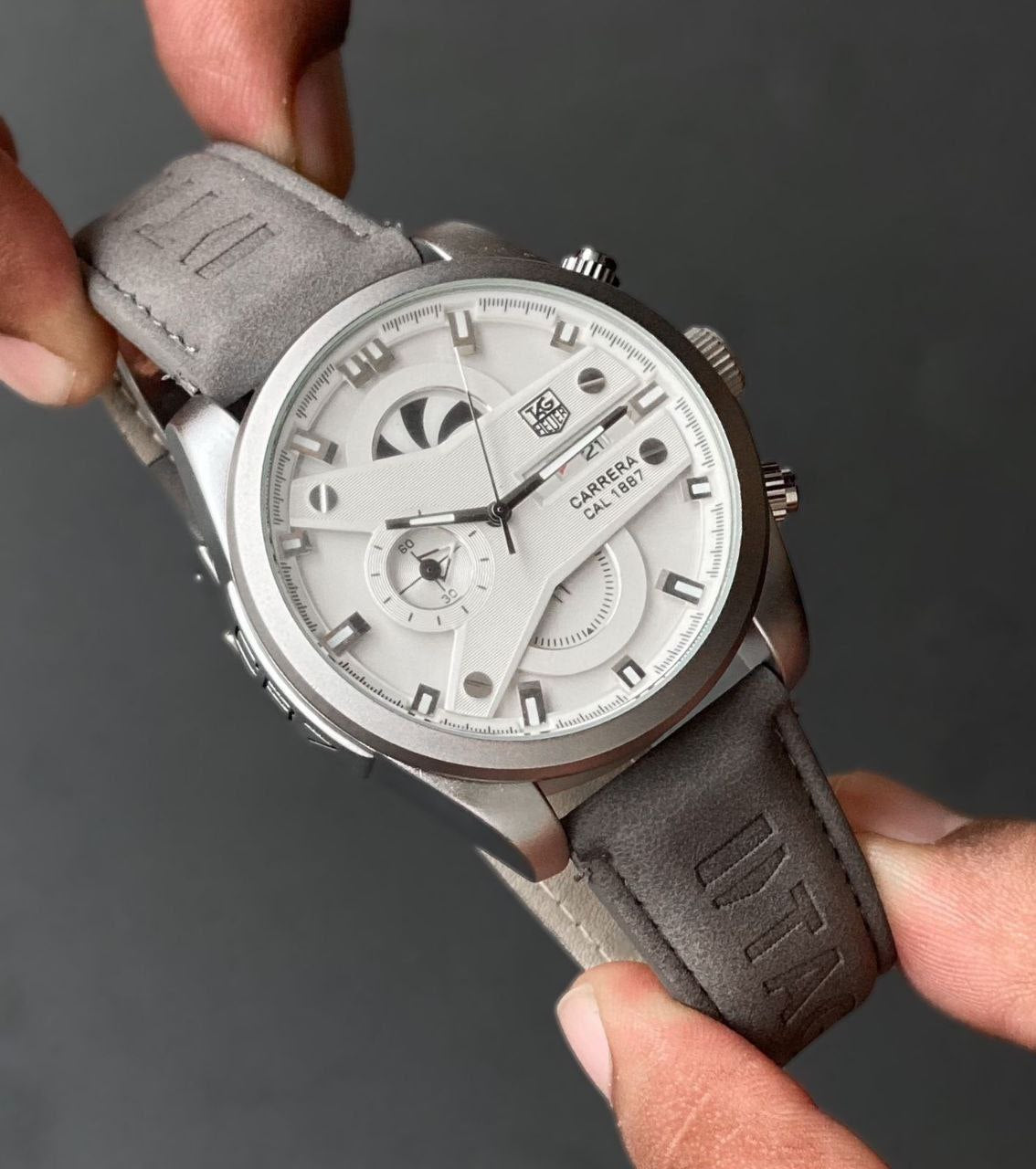 heuer Cr7 New Leather Grey Belt Grey Dial – watch