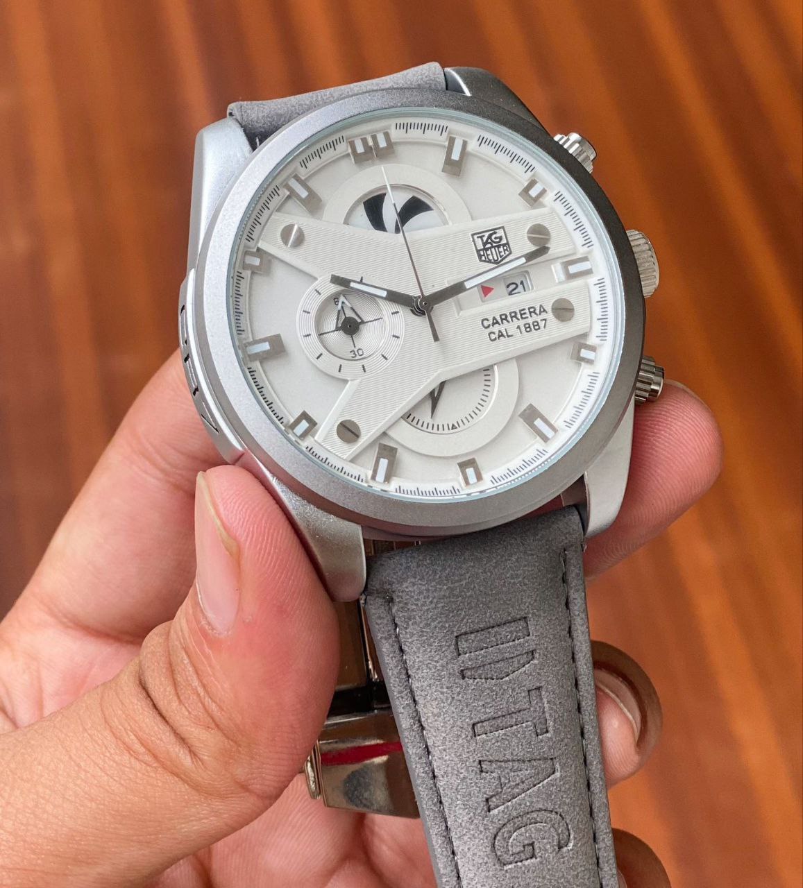 heuer Cr7 New Leather Grey Belt Grey Dial – watch