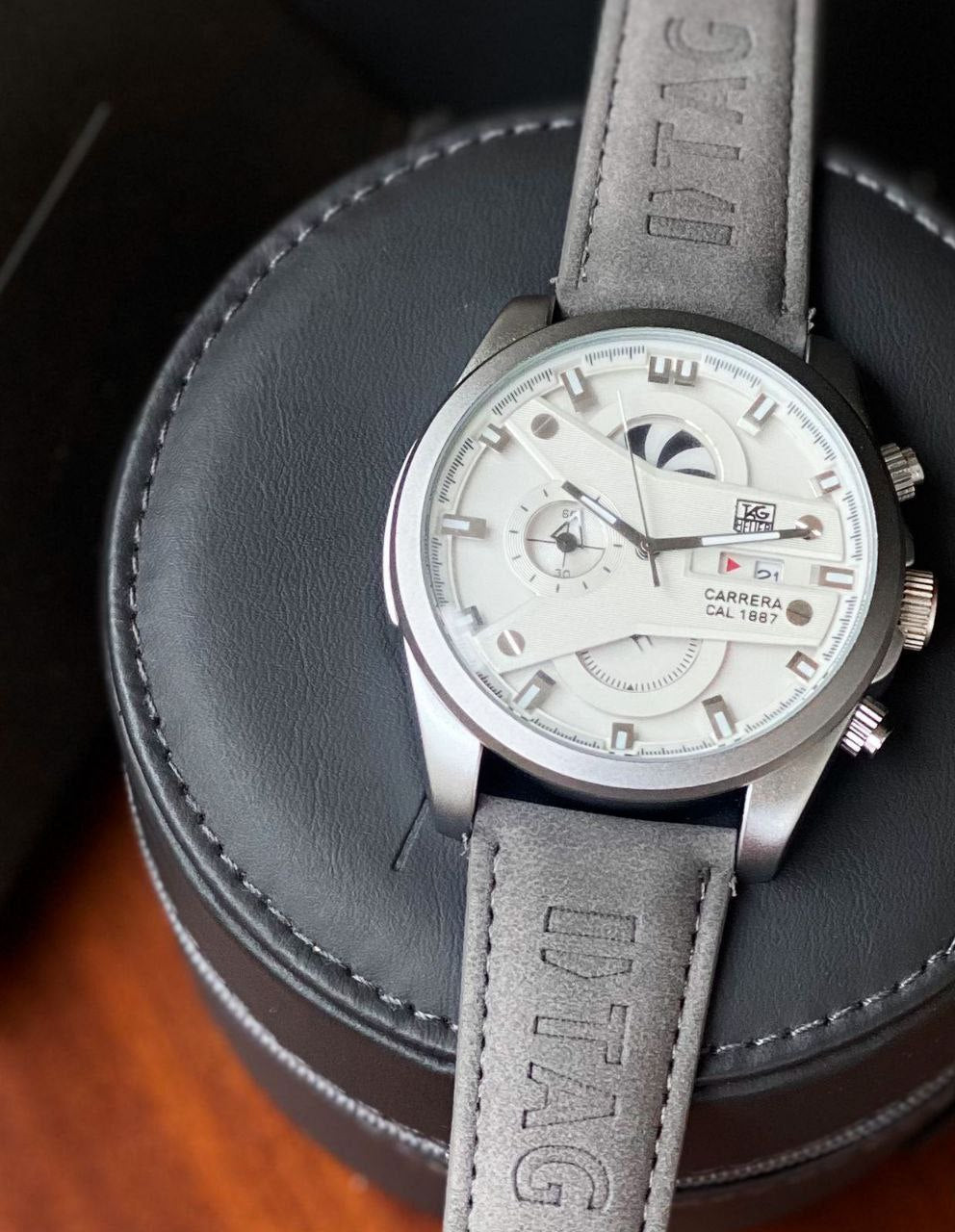 heuer Cr7 New Leather Grey Belt Grey Dial – watch